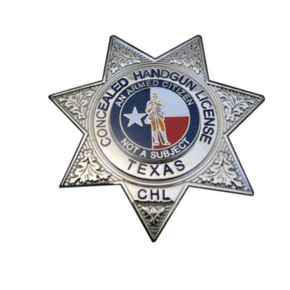 Concealed Handgun License CHL Texas Badge Silver Seven Pointed Stars